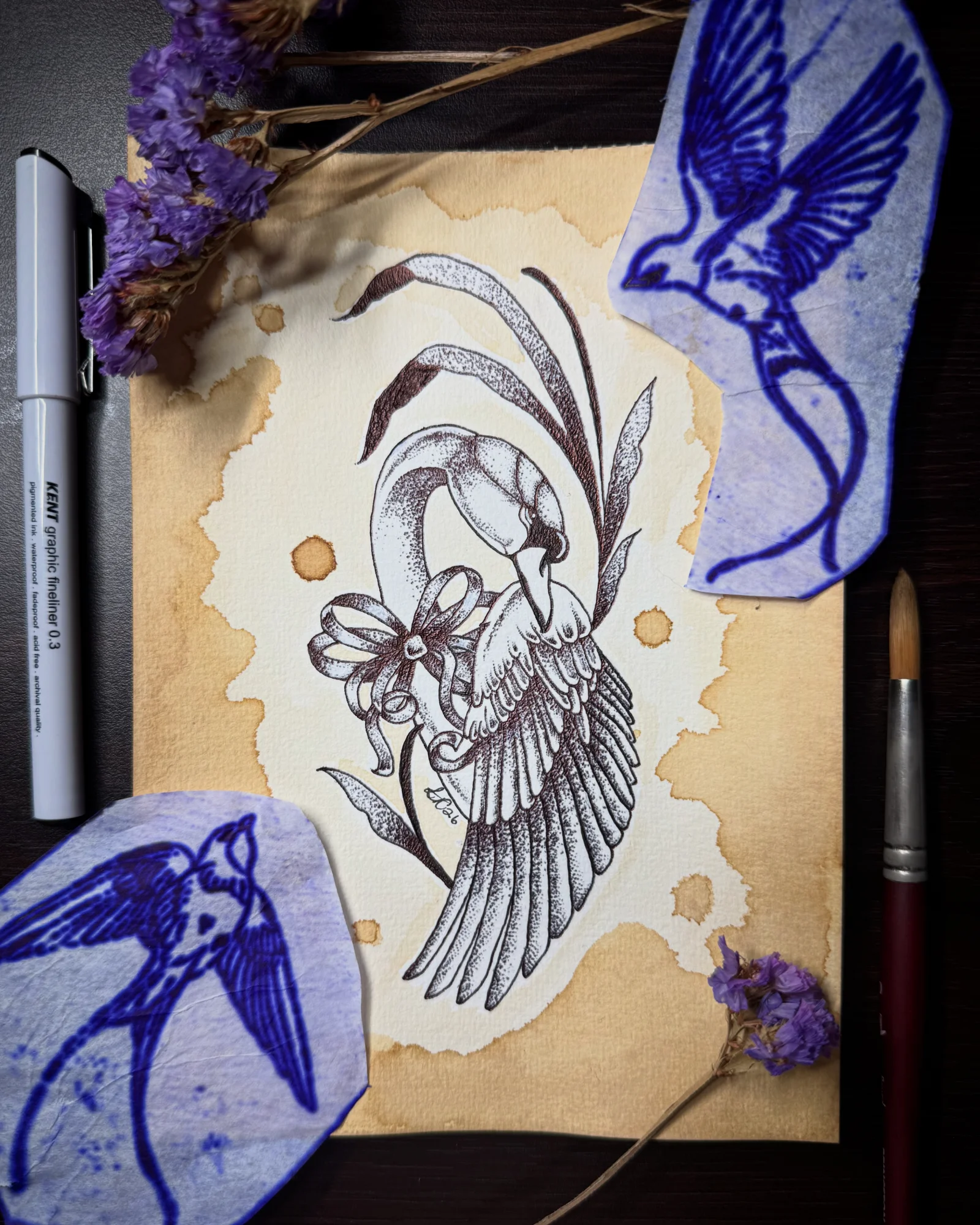 Swan Tattoo Art Print (A5)