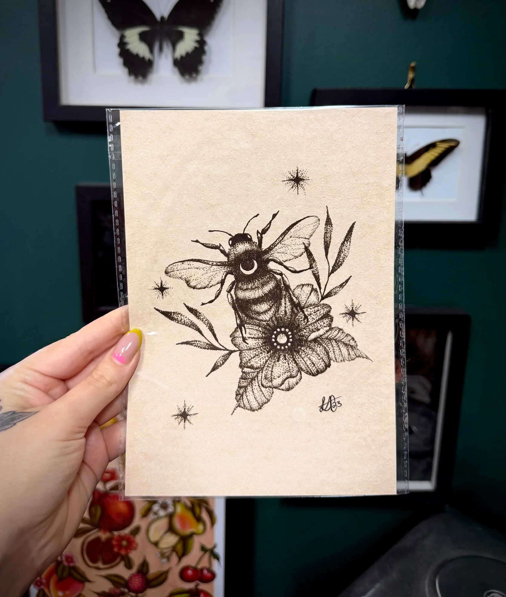 Bee Tattoo Art Print (A5)